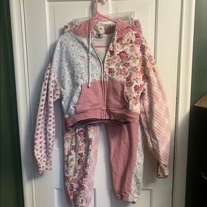 Teddy Fresh Floral Patchwork Hoodie and Joggers Set